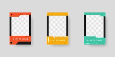Collection of player frames template. Game card frame template design. vector
