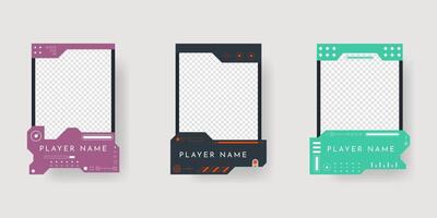 Collection of player frames template. Game card frame template design. vector