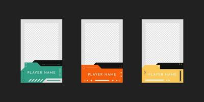 Collection of player frames template. Game card frame template design. vector