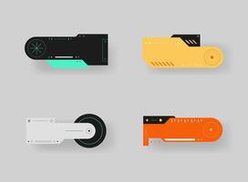 Futuristic element. Cyberpunk decals set. Hud interface design . vector