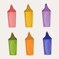 set of highlighter marker pen. back to school stationery vector