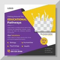 Education or school admission social media post banner square flyer template design. vector