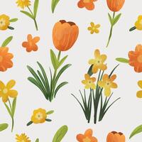 spring flowers seamless pattern. vector