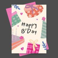 Hand drawn birthday greeting card design vector