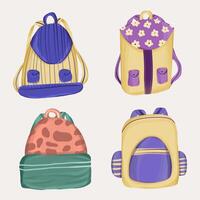set of school backpack. back to school element vector