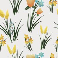 spring flowers seamless pattern. vector