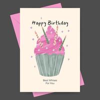 Hand drawn birthday greeting card design vector