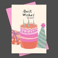 Hand drawn birthday greeting card design vector
