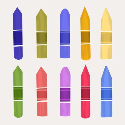 set of colored crayon. back to school stationery