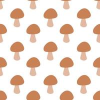 Seamless pattern with brown mushrooms. flat background. vector