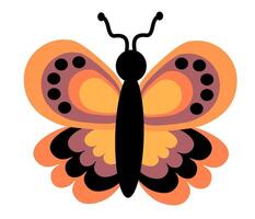 Orange Butterfly with abstract ornament design wings. Insect element. illustration isolated on white background. vector