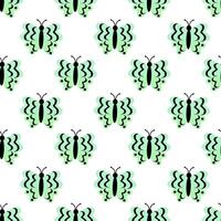 Seamless Pattern with green butterfly. Abstract ornament design wings. Insect wallpaper. illustration background. vector