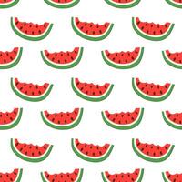 Seamless pattern with watermelon bite slice. Summer fruit print design for postcard, wrapping paper, textile, wallpaper. flat illustration. vector