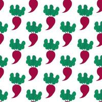 Seamless pattern with beetroot on white background. Summer vegetable wallpaper. flat illustration. vector
