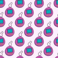 Retro seamless pattern set with purple Japanese Game. Cute vintage background. 90s games design. flat illustration. vector