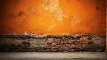 Rustic Old Wall Texture on Warm Orange Background photo