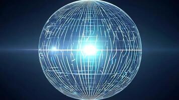 Delicate yet powerful beams of light weave together to form an intricate spherical grid radiating with energy.. video