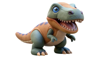 Adorable plush tyrannosaur stuffed toy isolated on the transparent background png