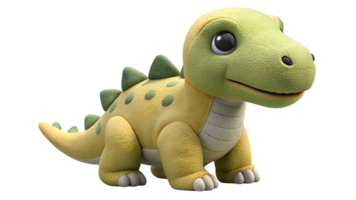 Adorable plush green dinosaur stuffed toy isolated on the transparent background png
