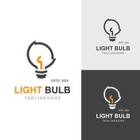 Light bulb creative lamp logo icon and business design bulb digital technology smart idea vector
