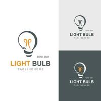 Light bulb creative lamp logo icon and business design bulb digital technology smart idea vector
