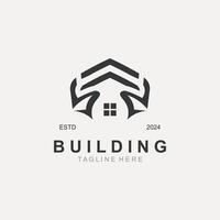 Building logo construction modern real estate symbol for architecture house and property vector