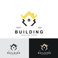 Building logo construction modern real estate symbol for architecture house and property vector