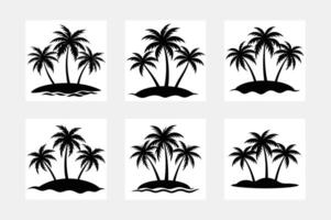 Palm Tree Icon Set on white background. Design Template for Tropical, Vacation, Beach, and Summer Concepts. vector