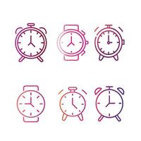 Table clock icon in 6 different modern styles. vector