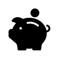 Glyph design icon Piggy bank. Isolated on white background. Suitable for web and app interfaces, presentations, infographics, etc. vector