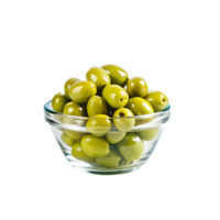 olives in glass bowl on transparent background png