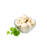 mushrooms in a bowl with parsley on a transparent background png