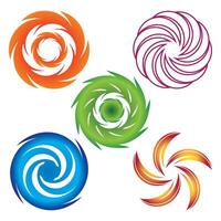 Set of abstract design elements. Swirl, twirl, spiral and vortex shapes. vector
