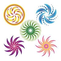 Set of abstract design elements. Swirl, twirl, spiral and vortex shapes. vector