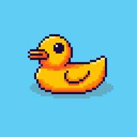 Pixel art rubber duck game asset design vector