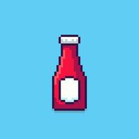 Pixel art ketchup bottle game asset design vector