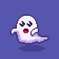 Pixel art cute ghost game asset design vector