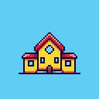 Pixel art school building game asset design vector