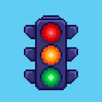 Pixel art traffic light game asset design vector