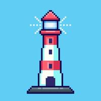 Pixel art lighthouse game asset design vector