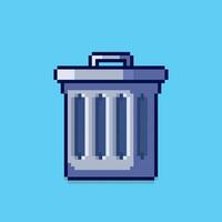 Pixel art trash can game asset design vector