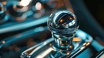 Detailed view of the shift on a manual gear shifter highlighting the smooth and polished surface video