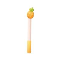Cute writing pen with pineapple on cap. isolated vector