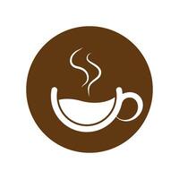 logo design of hot coffee in a glass with smoke vector