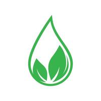 illustration design in the shape of water drops and green leaves vector