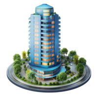 3d model of residential building Isolated on transparent background png