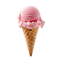 Soft Pink Ice Cream Waffle Cone in hand, Isolated on Transparent Background png