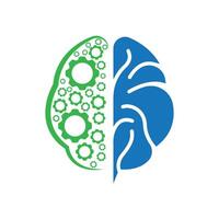 digital brain system innovation logo design vector