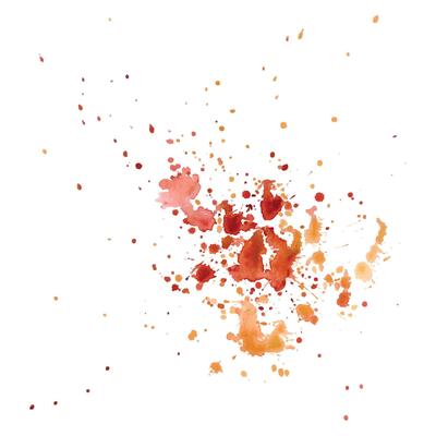 Splash juice of red orange fruits isolated on white. Pink watercolor drops of juicy grapefruit hand drawn. Spray of orange berries aquarelle. Design for packaging, menu, label, drink, ice-cream
