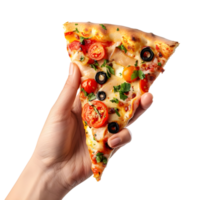 Pizza in hand Isolated on transparent background png